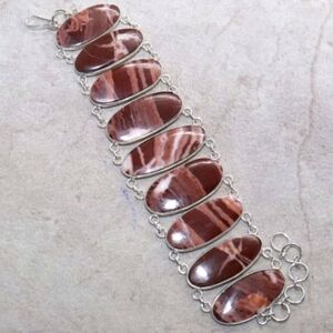 Coconut Jasper Gemstone 925 Sterling Silver Handmade Bracelet